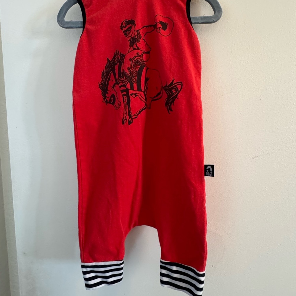 Rags to Raches Cowboy Romper with hood.